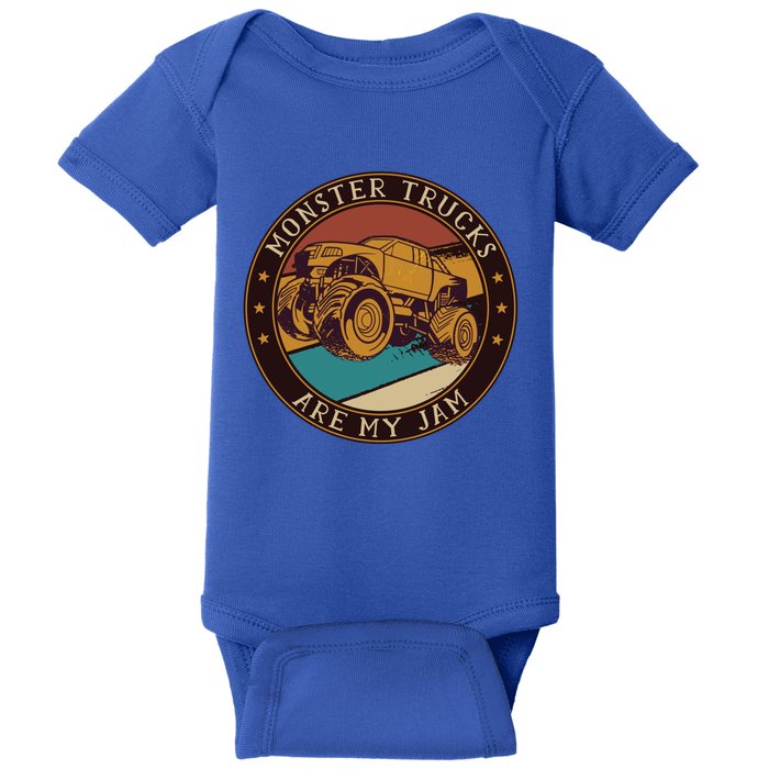 Cool Vintage Monster Trucks Are My Jam Retro Funny Gift Baby Bodysuit