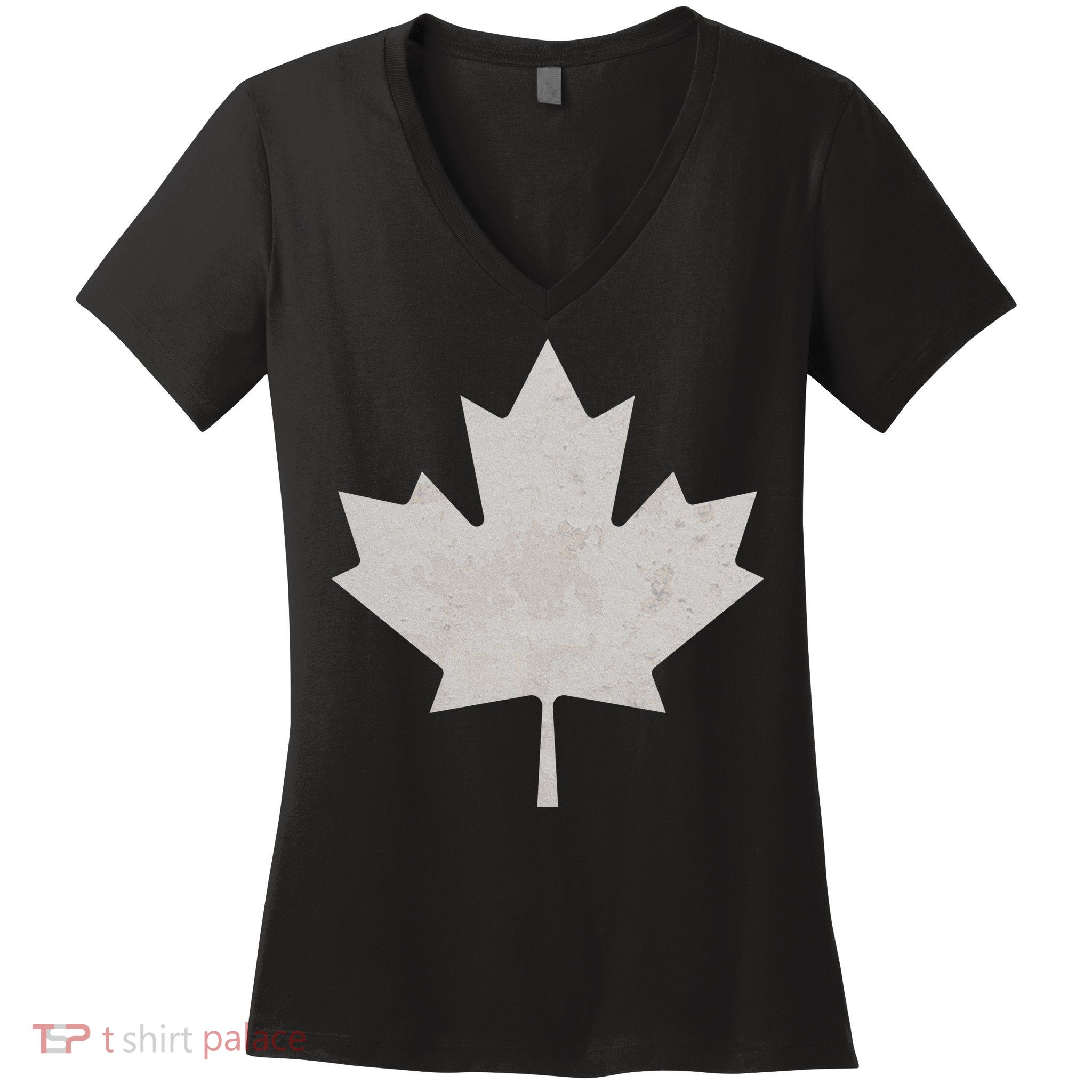 Canadian Vintage Maple Leaf Canada National Pride Flag Symbol Women's V-Neck T-Shirt
