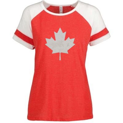 Canadian Vintage Maple Leaf Canada National Pride Flag Symbol Enza Ladies Jersey Colorblock Tee