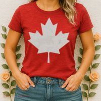 Canadian Vintage Maple Leaf Canada National Pride Flag Symbol Womens T-Shirt