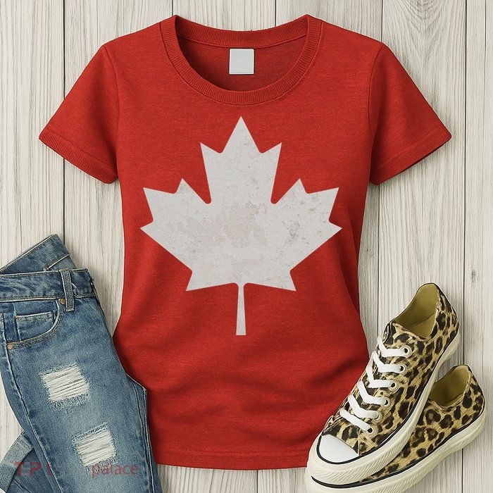 Canadian Vintage Maple Leaf Canada National Pride Flag Symbol Womens T-Shirt