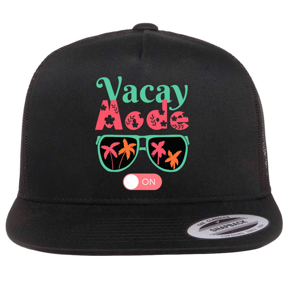 Cute Vacay Mode Summer On Funny Family Vacation Flat Bill Trucker Hat