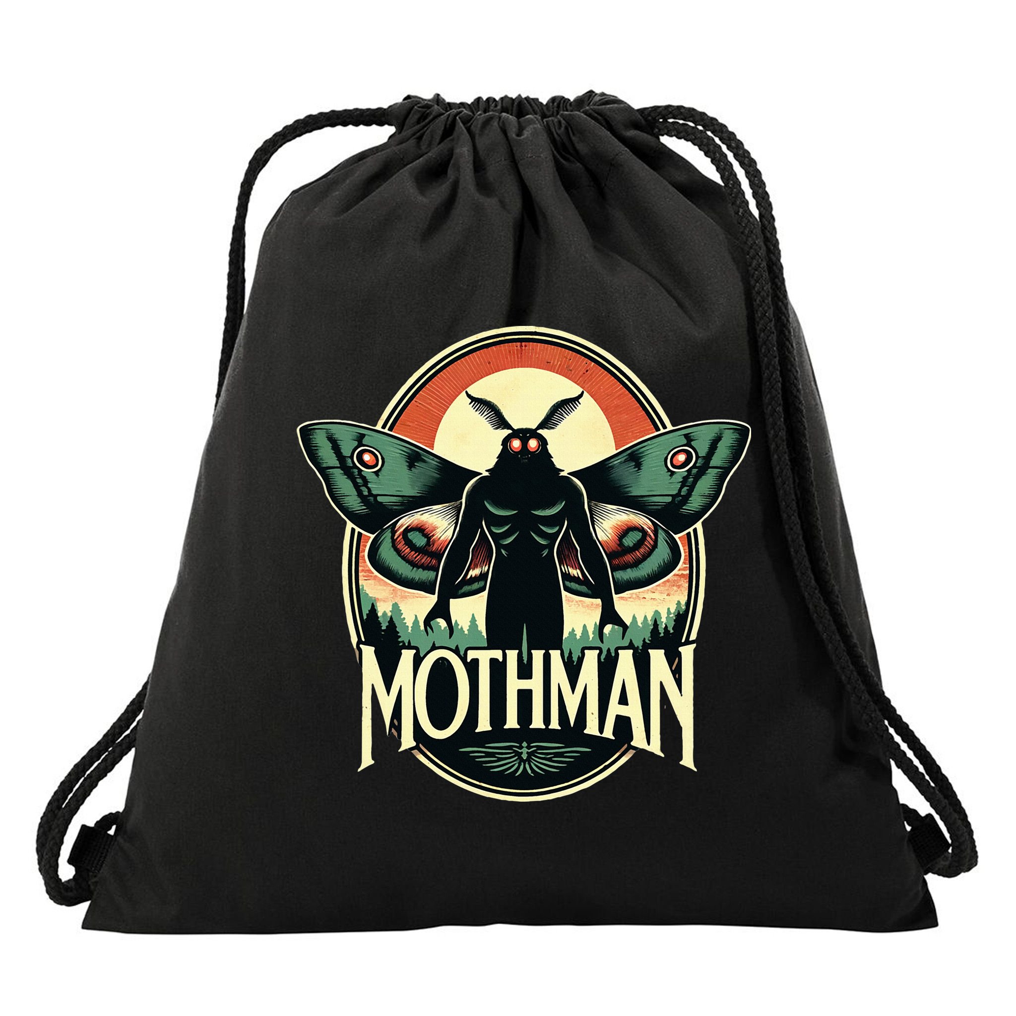 Cryptid Vintage Mothman Folklore Drawstring Bag