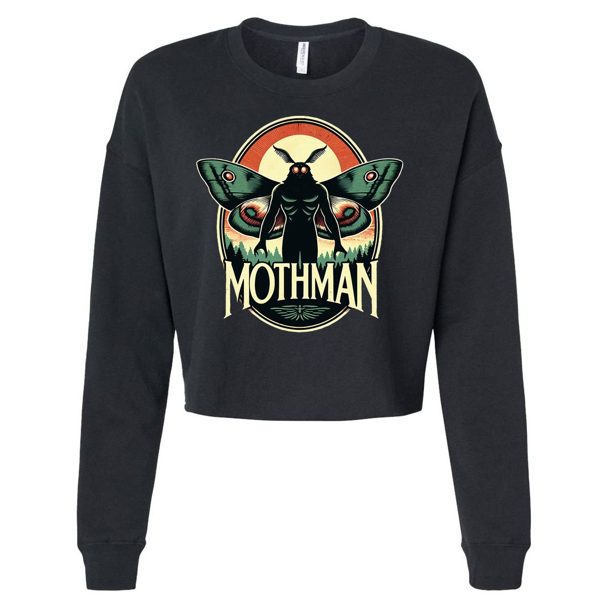 Cryptid Vintage Mothman Folklore Cropped Pullover Crew