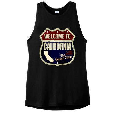 California Vintage Metal Road Sign Logo Ladies PosiCharge Tri-Blend Wicking Tank