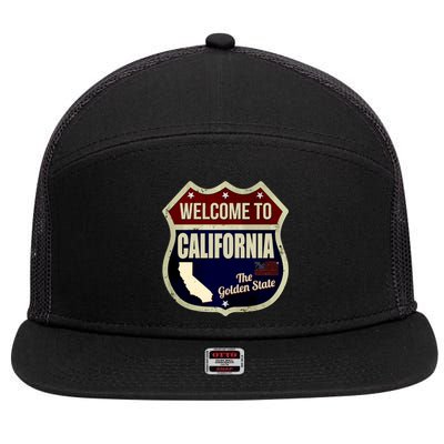 California Vintage Metal Road Sign Logo 7 Panel Mesh Trucker Snapback Hat