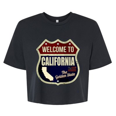 California Vintage Metal Road Sign Logo Bella+Canvas Jersey Crop Tee