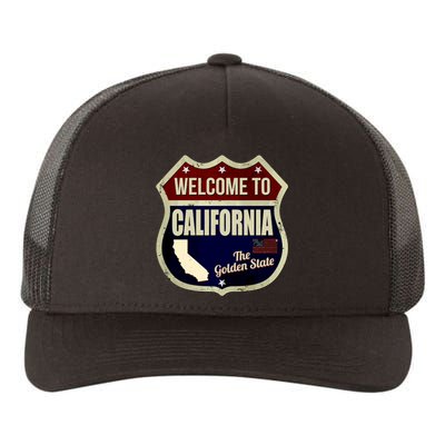 California Vintage Metal Road Sign Logo Yupoong Adult 5-Panel Trucker Hat