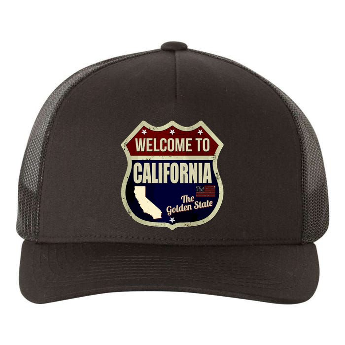 California Vintage Metal Road Sign Logo Yupoong Adult 5-Panel Trucker Hat