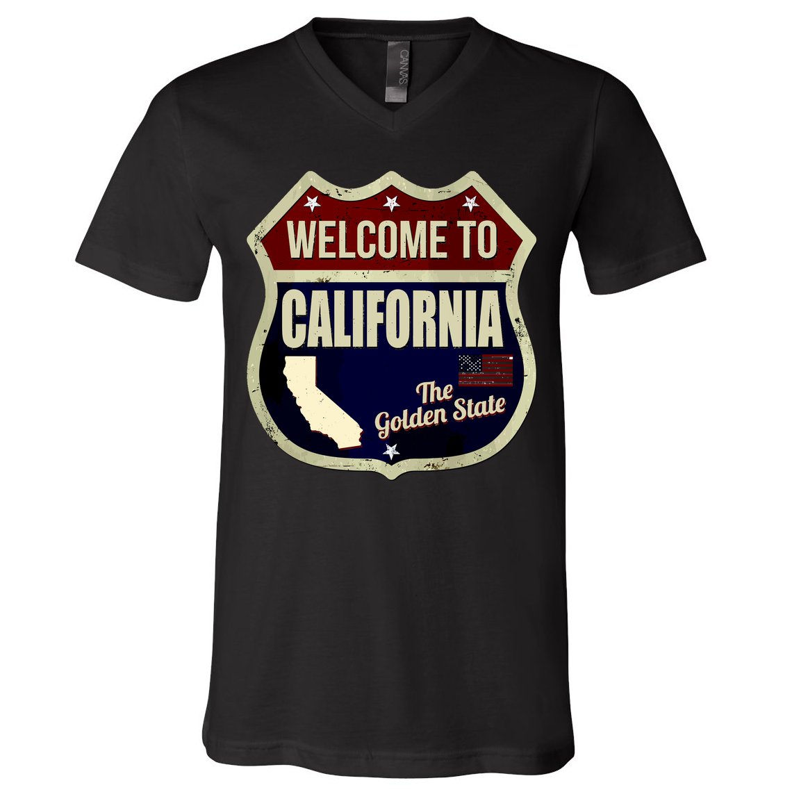 California Vintage Metal Road Sign Logo V-Neck T-Shirt