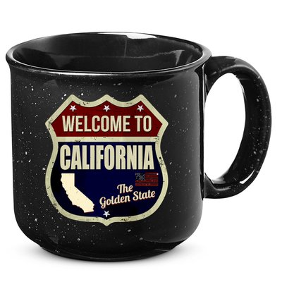California Vintage Metal Road Sign Logo 15oz Campfire Ceramic Mug