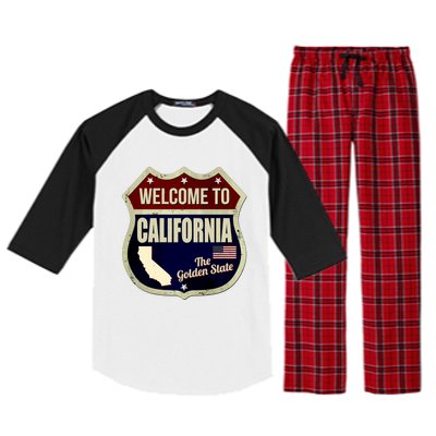 California Vintage Metal Road Sign Logo Raglan Sleeve Pajama Set