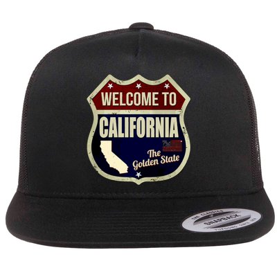 California Vintage Metal Road Sign Logo Flat Bill Trucker Hat