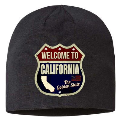 California Vintage Metal Road Sign Logo Sustainable Beanie