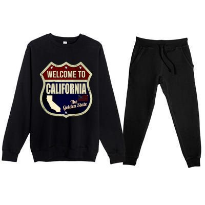 California Vintage Metal Road Sign Logo Premium Crewneck Sweatsuit Set