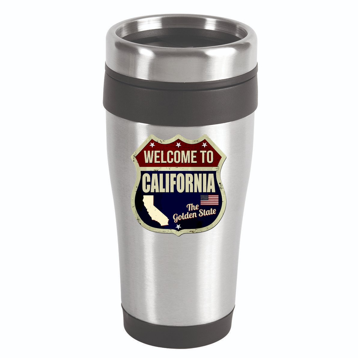 California Vintage Metal Road Sign Logo 16oz Travel Tumbler