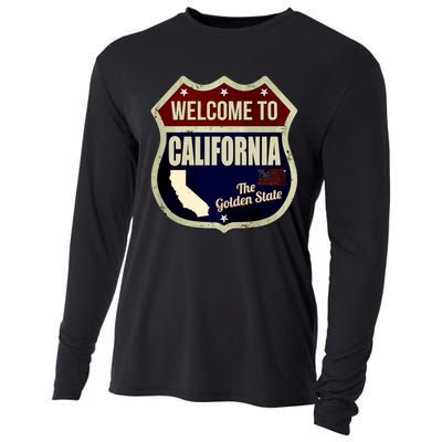 California Vintage Metal Road Sign Logo Cooling Performance Long Sleeve Crew