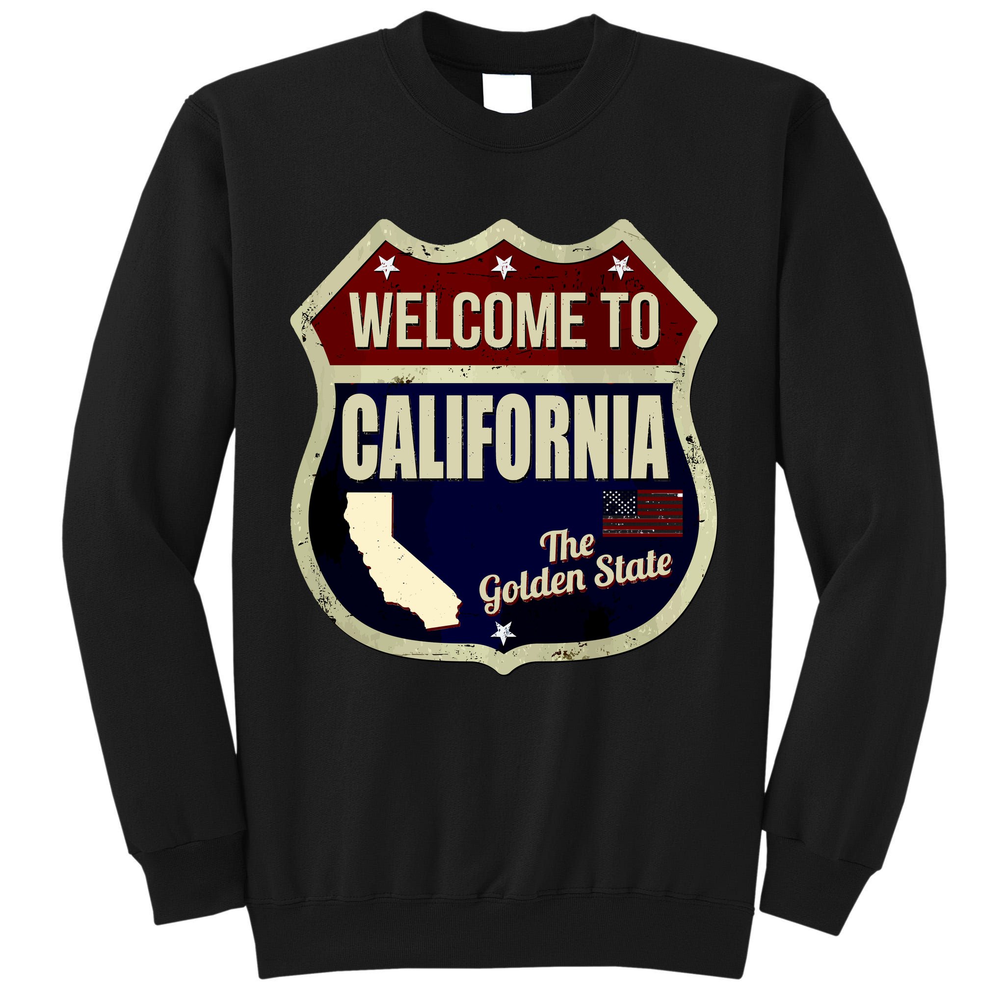 California Vintage Metal Road Sign Logo Tall Sweatshirt