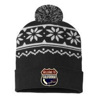 California Vintage Metal Road Sign Logo USA-Made Snowflake Beanie