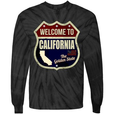 California Vintage Metal Road Sign Logo Tie-Dye Long Sleeve Shirt