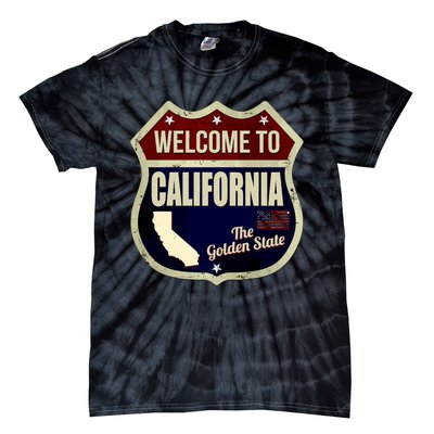 California Vintage Metal Road Sign Logo Tie-Dye T-Shirt