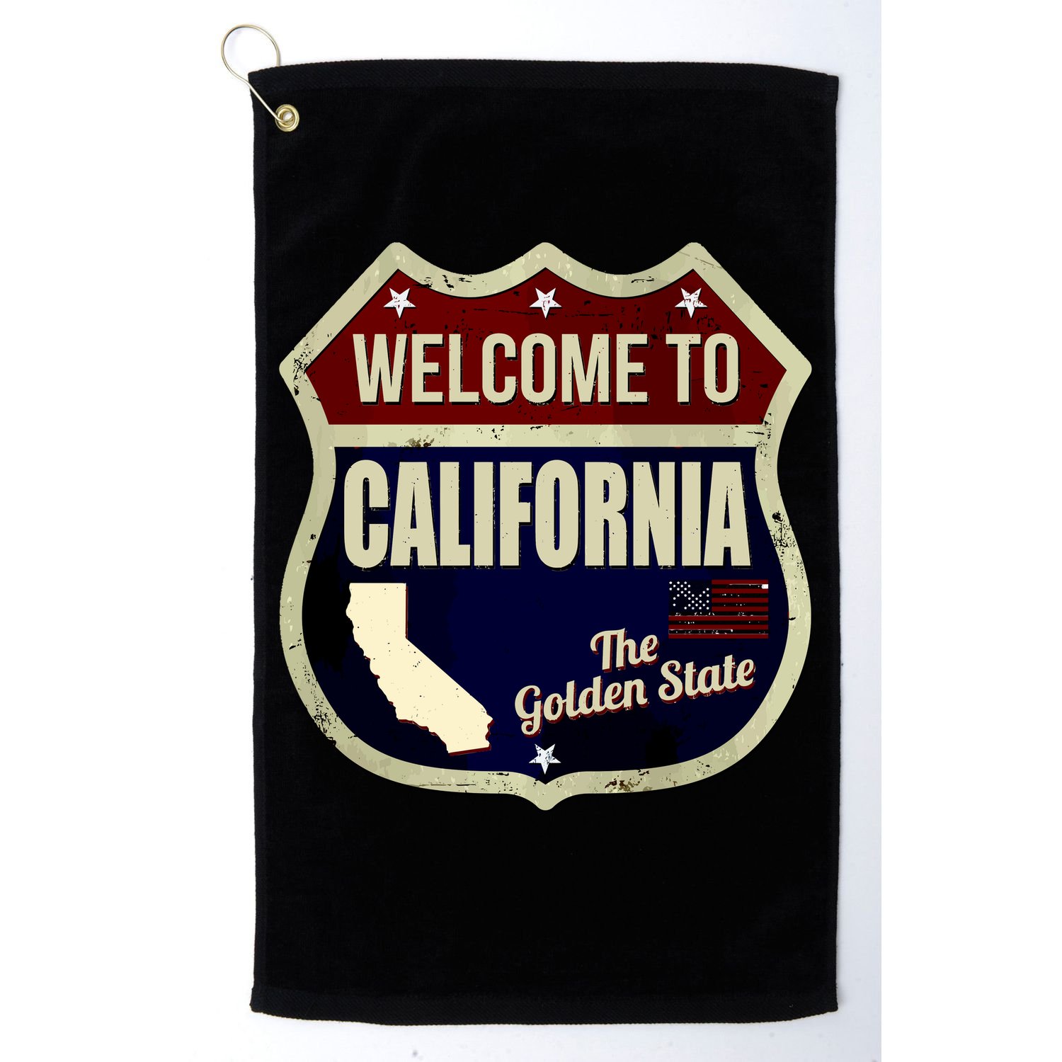 California Vintage Metal Road Sign Logo Golf Towel