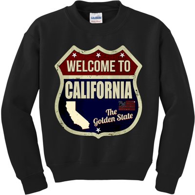 California Vintage Metal Road Sign Logo Kids Sweatshirt