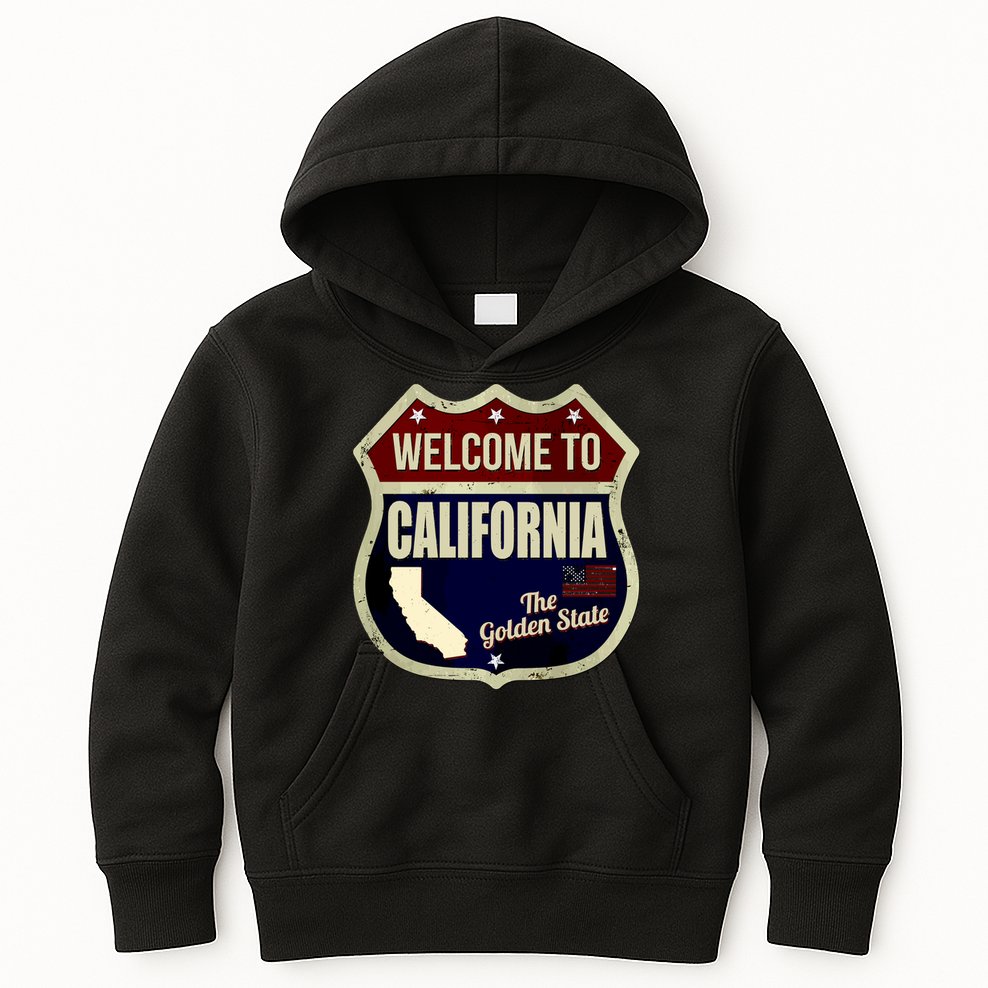 California Vintage Metal Road Sign Logo Kids Hoodie