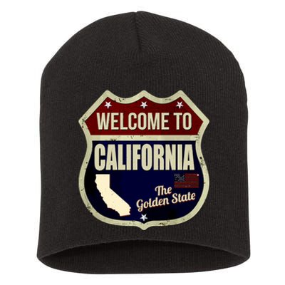 California Vintage Metal Road Sign Logo Short Acrylic Beanie