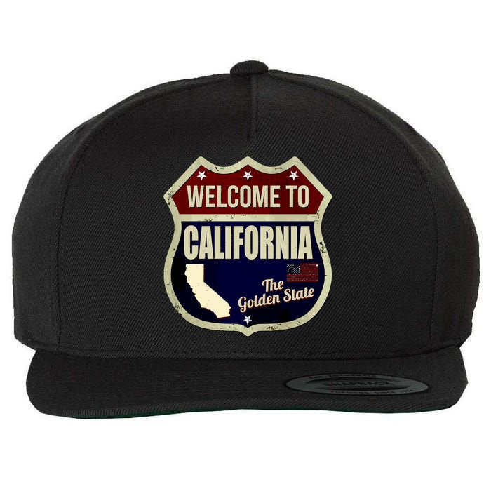 California Vintage Metal Road Sign Logo Wool Snapback Cap