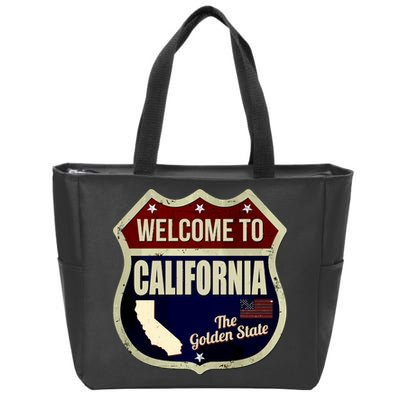 California Vintage Metal Road Sign Logo Zip Tote Bag