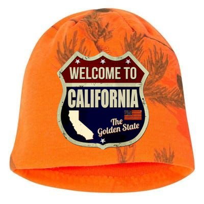 California Vintage Metal Road Sign Logo Kati - Camo Knit Beanie