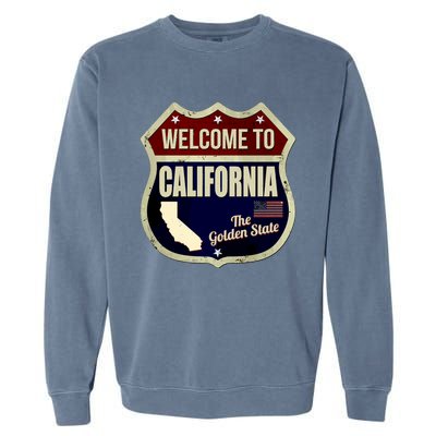 California Vintage Metal Road Sign Logo Garment-Dyed Sweatshirt