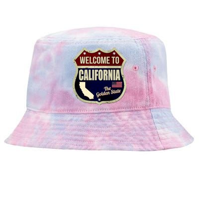 California Vintage Metal Road Sign Logo Tie-Dyed Bucket Hat