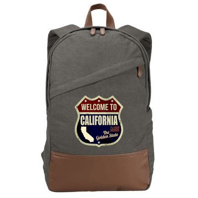 California Vintage Metal Road Sign Logo Cotton Canvas Backpack