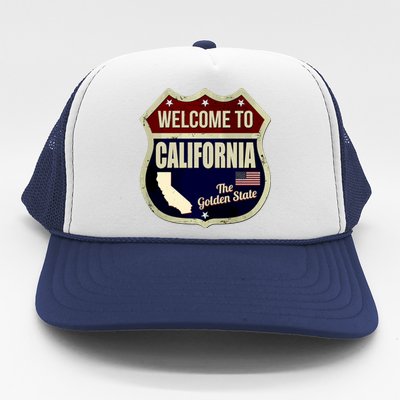 California Vintage Metal Road Sign Logo Trucker Hat