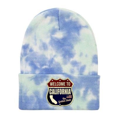 California Vintage Metal Road Sign Logo Tie Dye 12in Knit Beanie