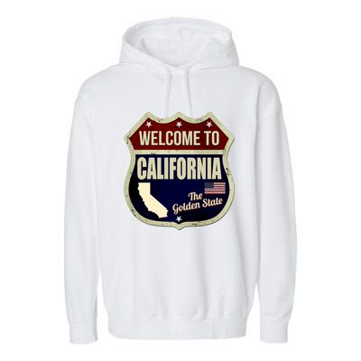 California Vintage Metal Road Sign Logo Garment-Dyed Fleece Hoodie