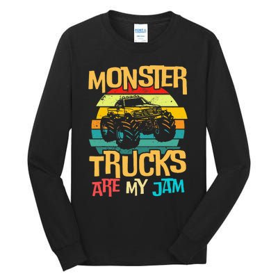 Cool Vintage Monster Truck Are My Jam Retro Sunset Tall Long Sleeve T-Shirt