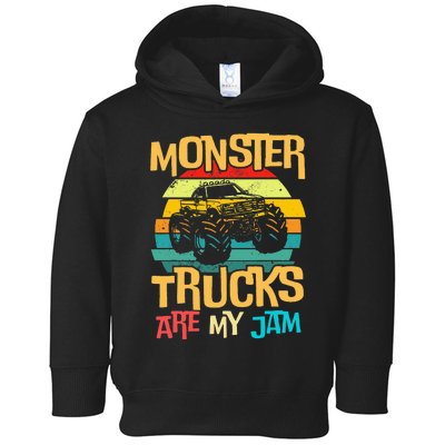 Cool Vintage Monster Truck Are My Jam Retro Sunset Toddler Hoodie