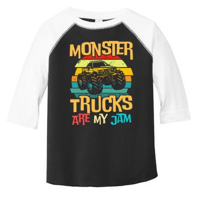 Cool Vintage Monster Truck Are My Jam Retro Sunset Toddler Fine Jersey T-Shirt