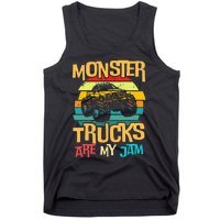 Cool Vintage Monster Truck Are My Jam Retro Sunset Tank Top