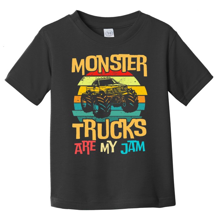 Cool Vintage Monster Truck Are My Jam Retro Sunset Toddler T-Shirt