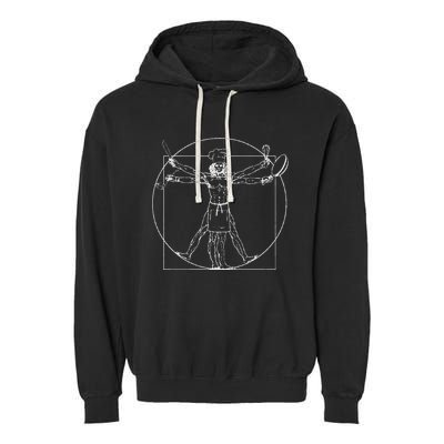 Chef Vitruvian Man Da Vinci Funny Cooking Gift Garment-Dyed Fleece Hoodie