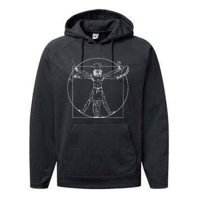 Chef Vitruvian Man Da Vinci Funny Cooking Gift Performance Fleece Hoodie