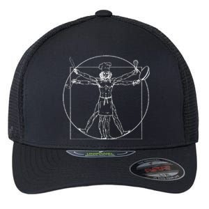 Chef Vitruvian Man Da Vinci Funny Cooking Gift Flexfit Unipanel Trucker Cap