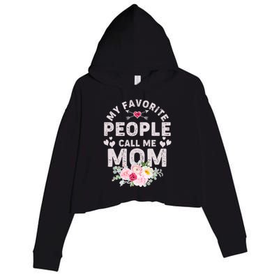 Cute Vintage My Favorite People Call Me Mom Crop Fleece Hoodie