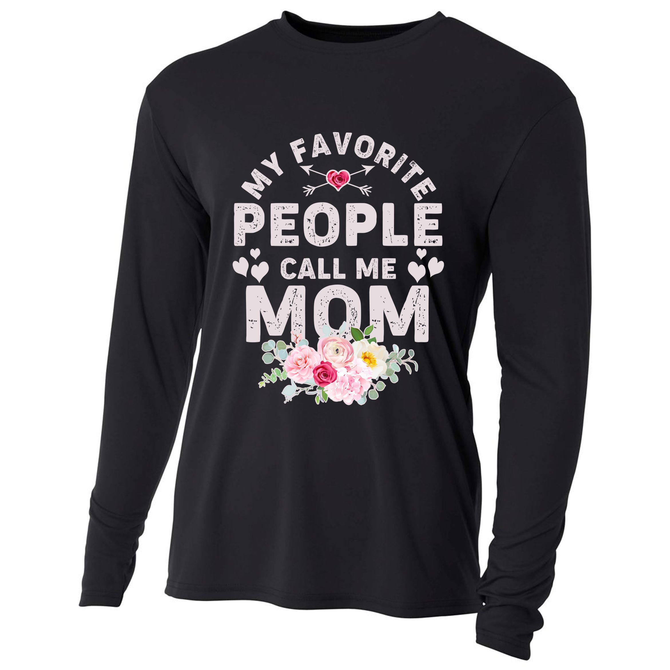 Cute Vintage My Favorite People Call Me Mom Cooling Performance Long Sleeve Crew
