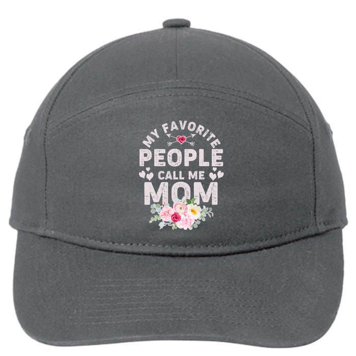 Cute Vintage My Favorite People Call Me Mom 7-Panel Snapback Hat