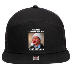 Christmas Vacation Merry Christmas Kiss My A$$ 7 Panel Mesh Trucker Snapback Hat